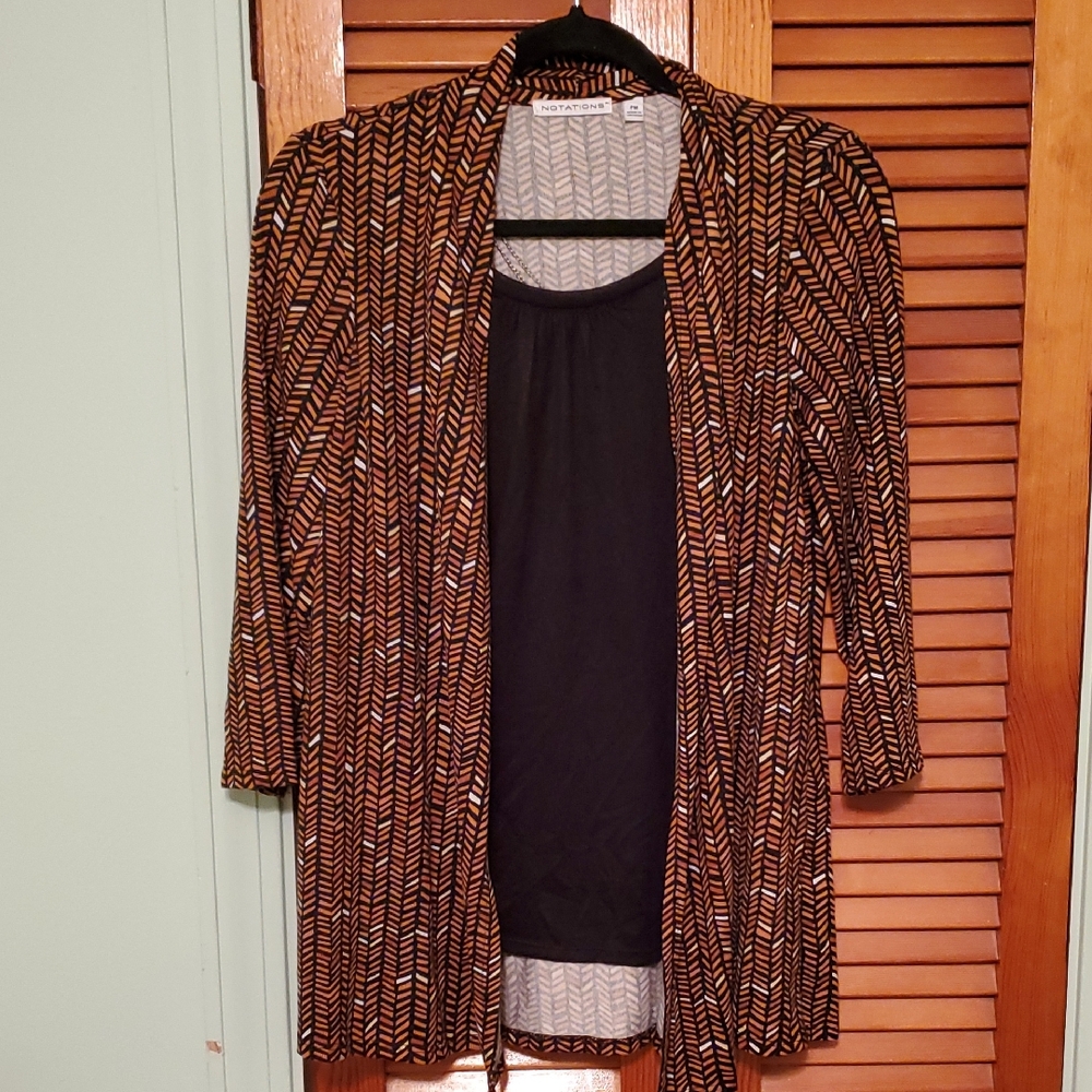 Notations Black and Brown Patterned Cardigan
